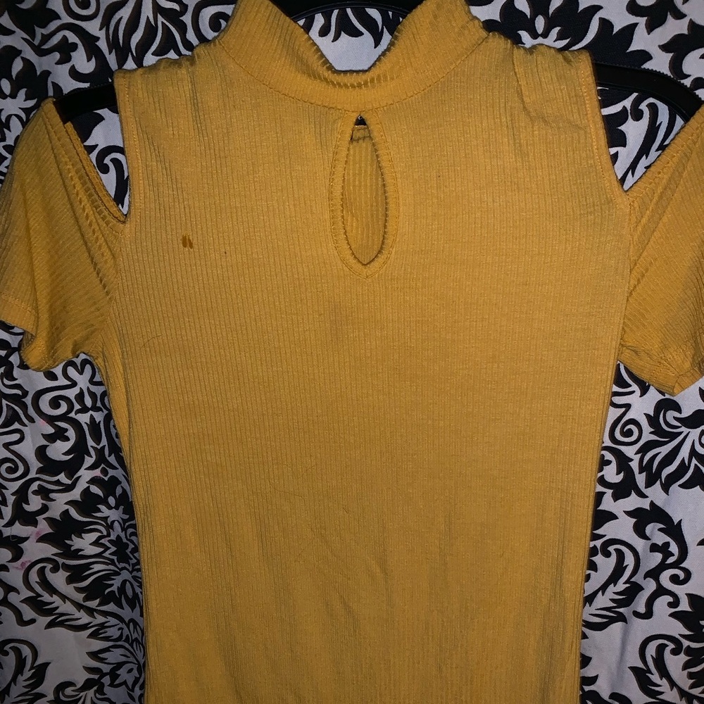 Yellow cold shoulder top